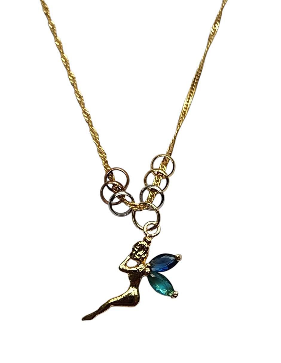 Collar con dije de hada Magia de oro laminado 14 K