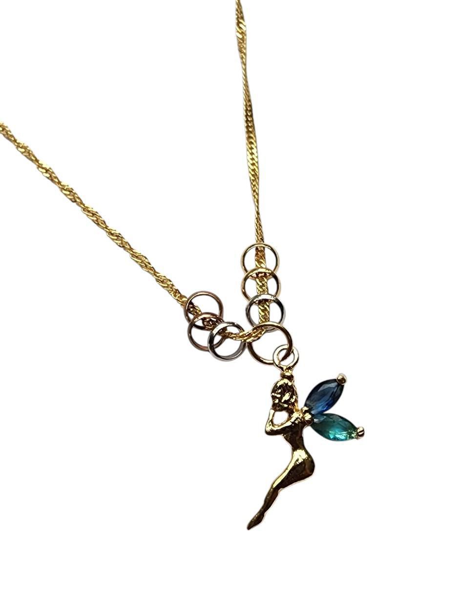 Collar con dije de hada Magia de oro laminado 14 K 3