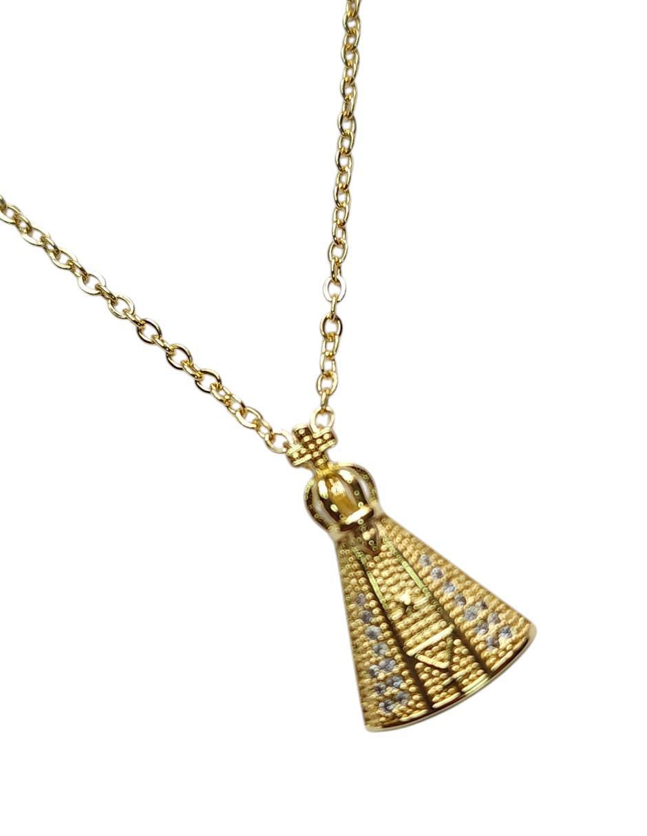 Collar con dije virgen de juquila Catolica de oro laminado 14 K 3