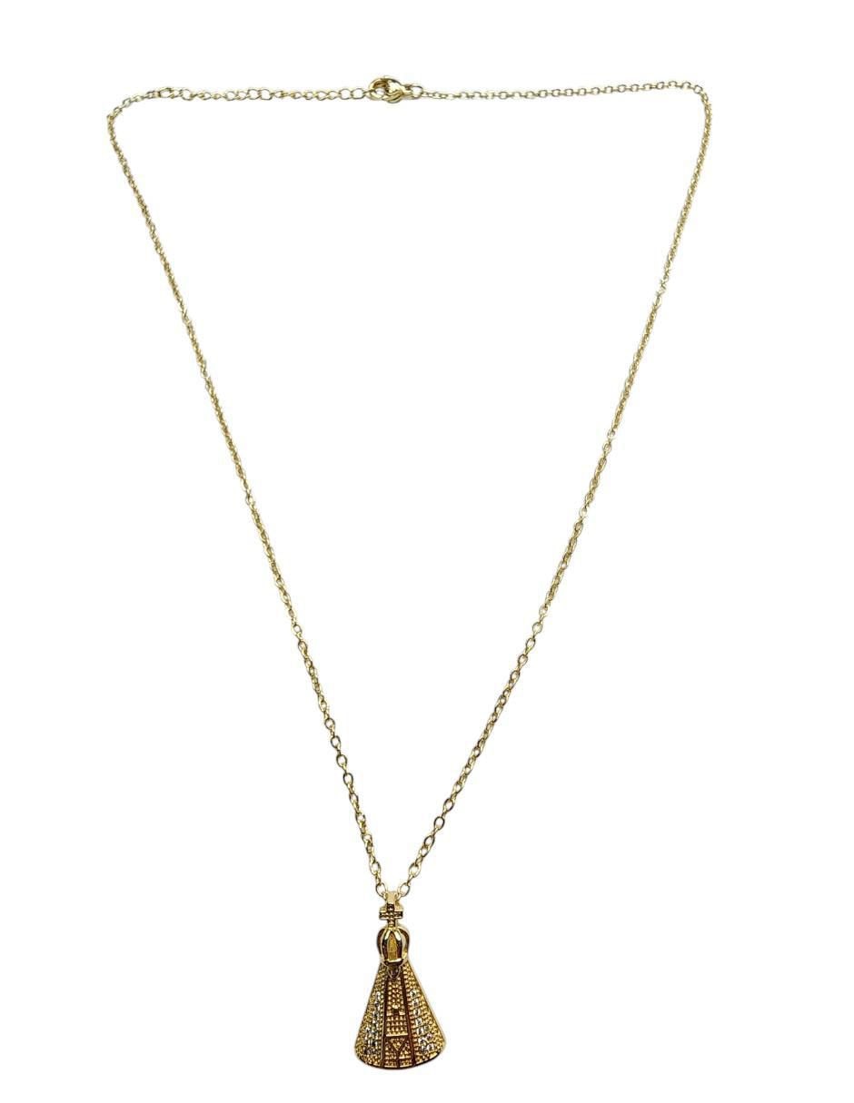 Collar con dije virgen de juquila Catolica de oro laminado 14 K 4