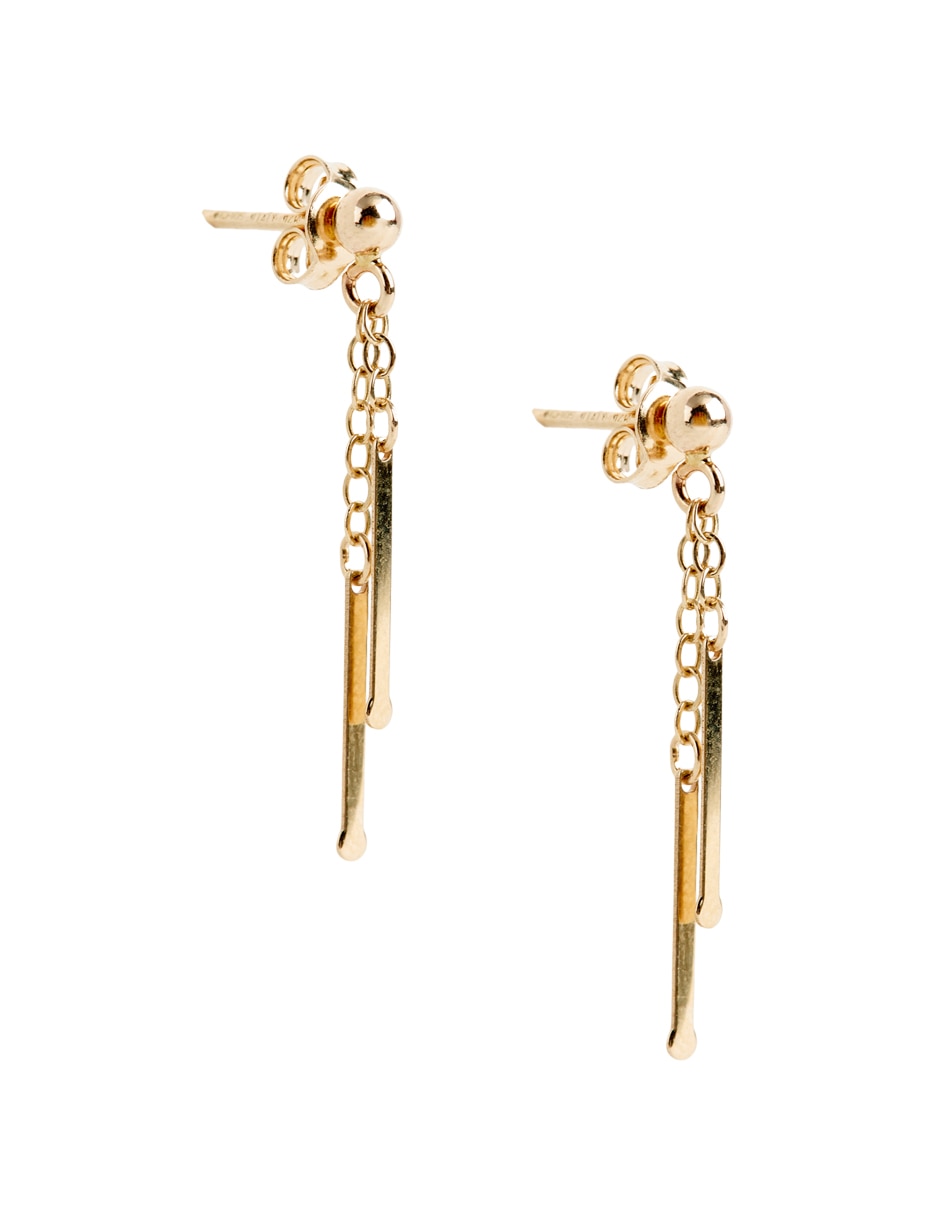 Aretes cortos de oro 14 k con acabado pulido 2