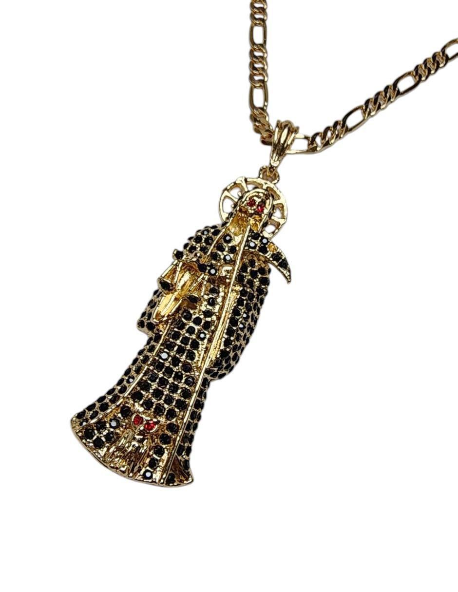Collar con dije santos Santa Muerte de oro laminado 14 K 2