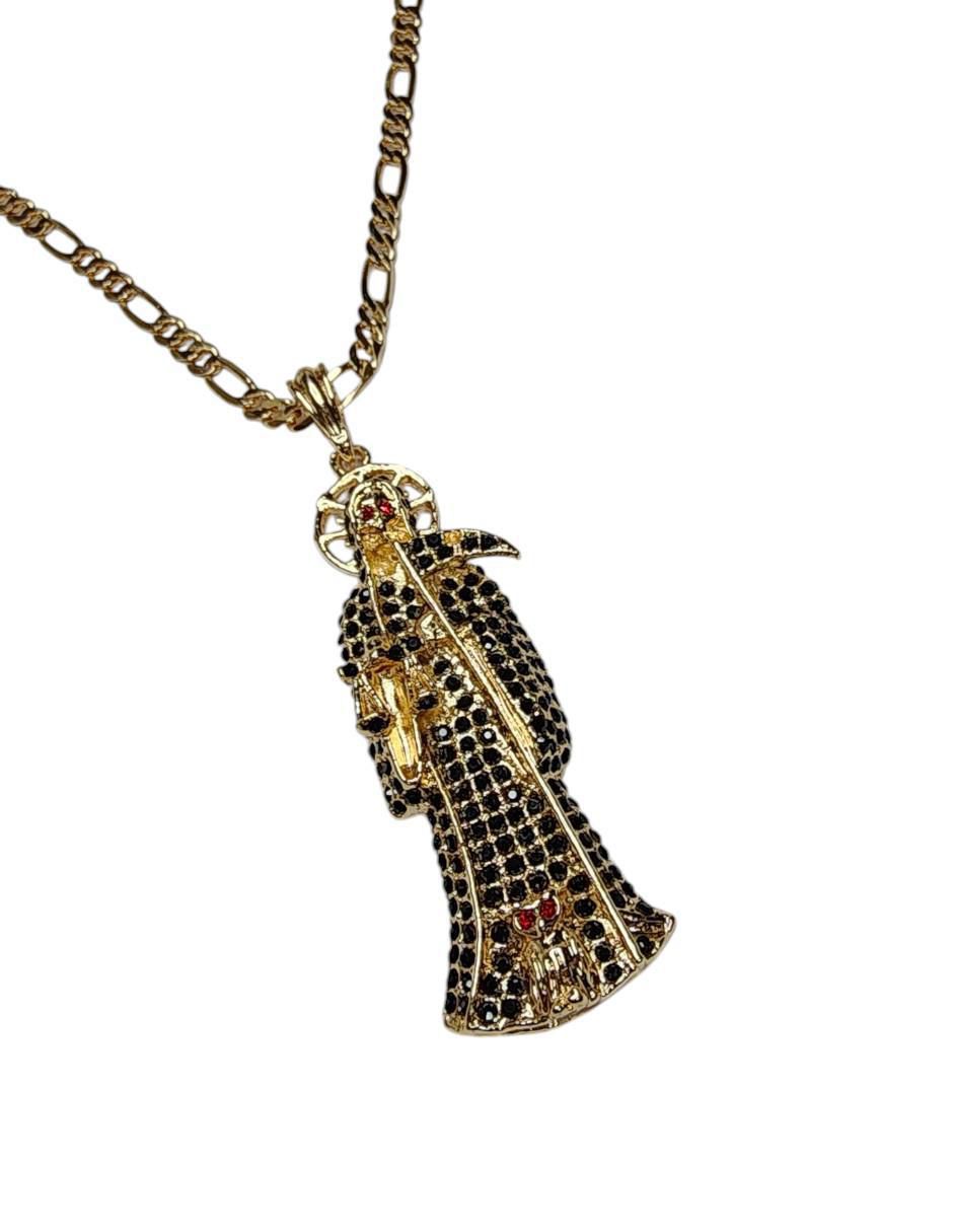 Collar con dije santos Santa Muerte de oro laminado 14 K 3