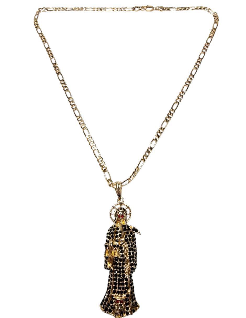 Collar con dije santos Santa Muerte de oro laminado 14 K 4