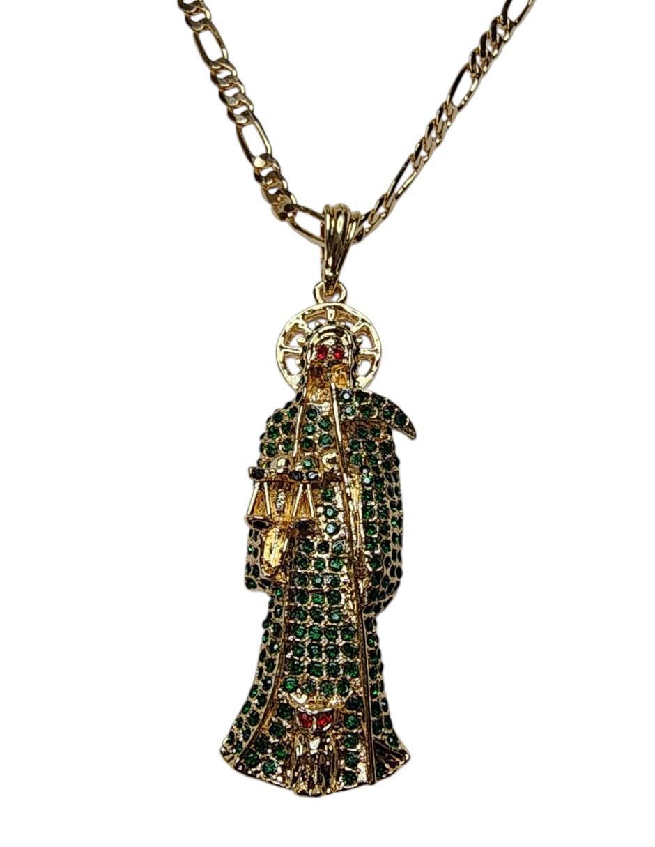 Collar con dije santos Santa Muerte de oro laminado 14 K Collar con dije santos Santa Muerte de oro laminado 14 K