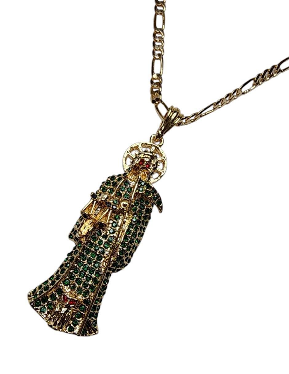 Collar con dije santos Santa Muerte de oro laminado 14 K 2