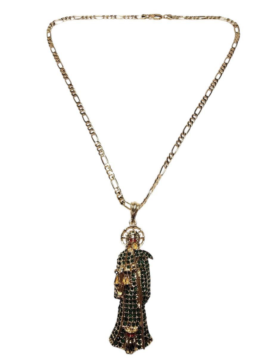 Collar con dije santos Santa Muerte de oro laminado 14 K 4