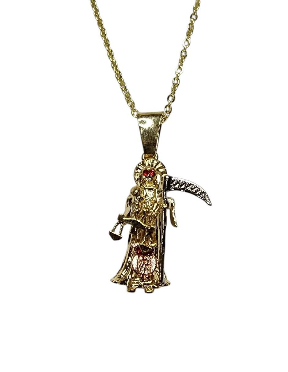 Collar con dije santos Santa Muerte de oro laminado 14 K Collar con dije santos Santa Muerte de oro laminado 14 K