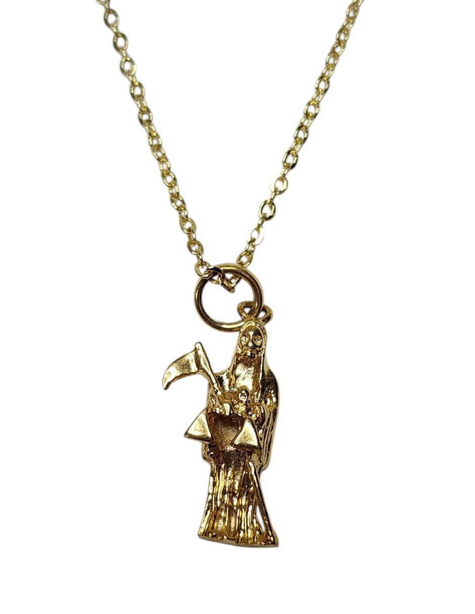 Collar con dije santos Santa Muerte de oro laminado 14 K Collar con dije santos Santa Muerte de oro laminado 14 K