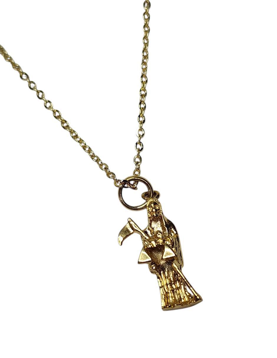 Collar con dije santos Santa Muerte de oro laminado 14 K 3