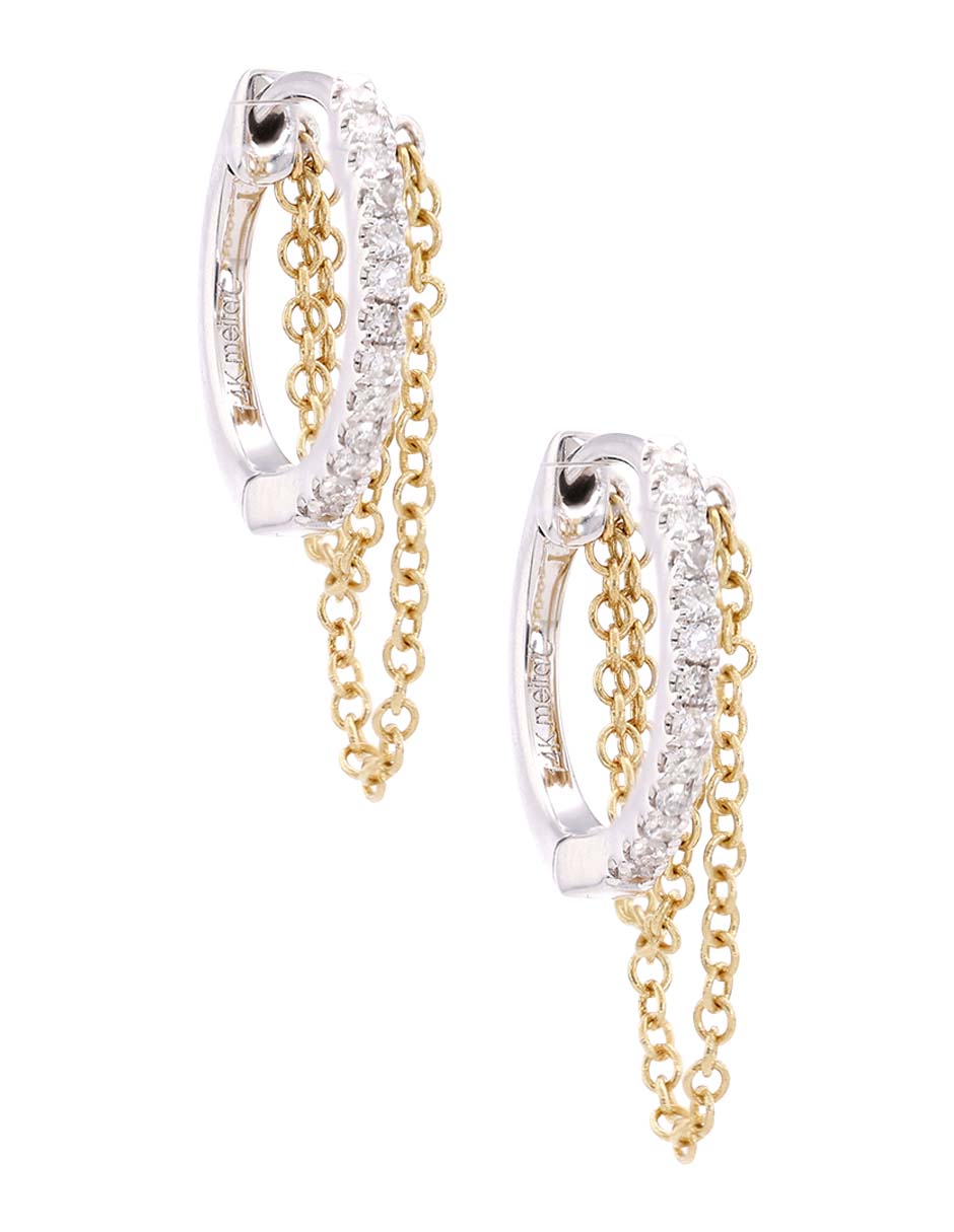 Aros de 14 k con acabado pavé diamante 2