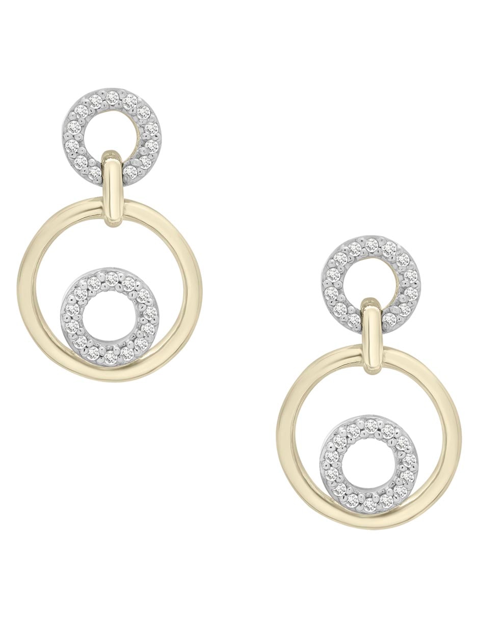 Aretes y Collar circular de oro 14 k diamante 2
