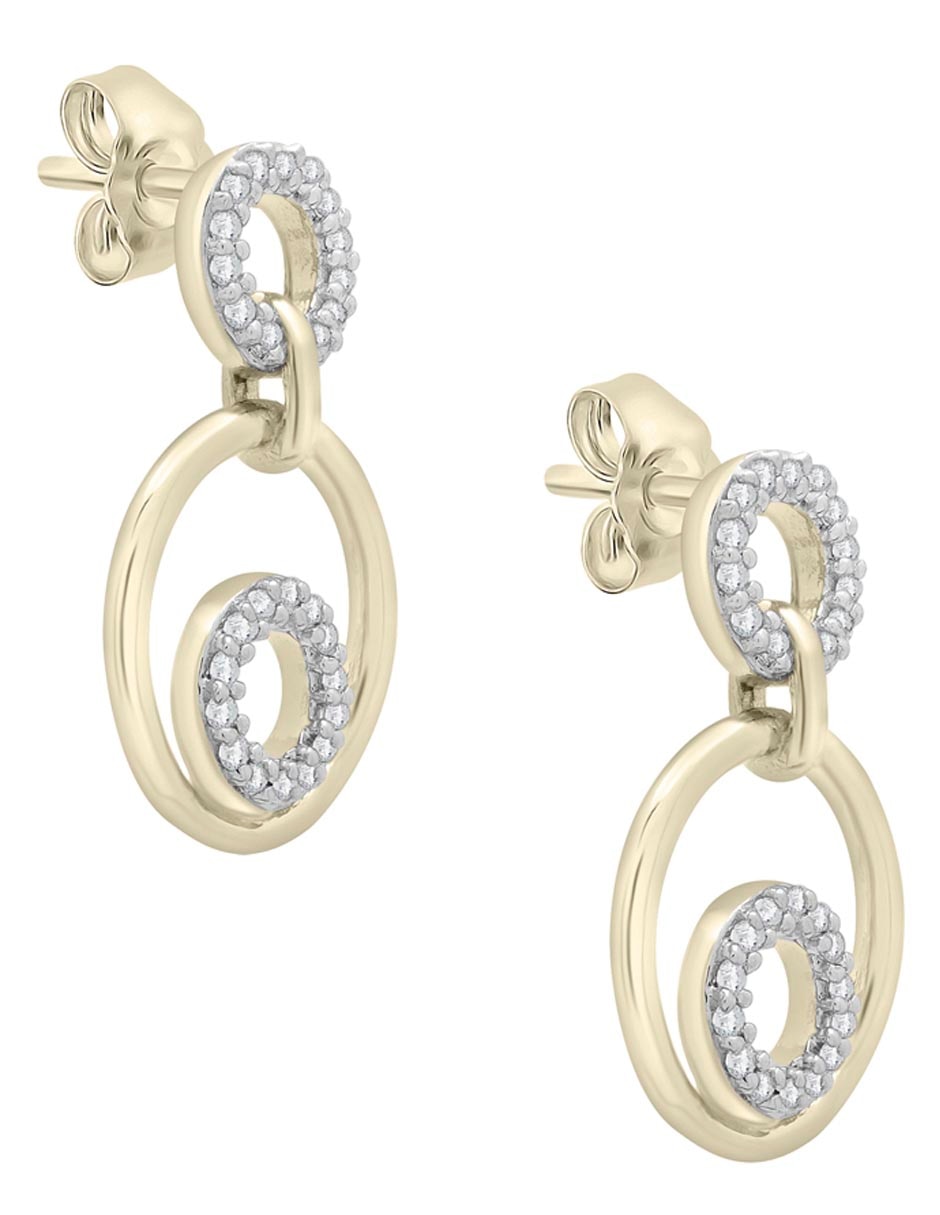 Aretes y Collar circular de oro 14 k diamante 4