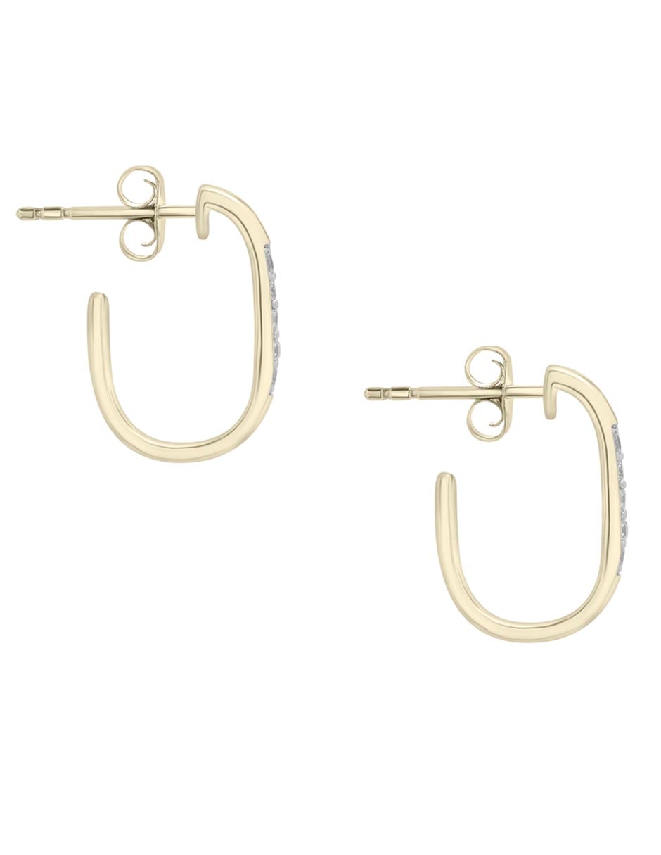 Aretes cortos circulares Diamond Earrings de oro 14 K con acabado brillante diamante 3