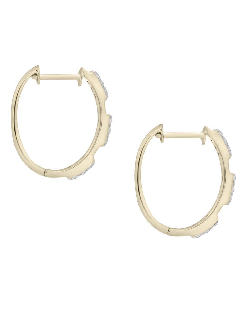 Aretes cortos circular de oro 14 k con acabado pavé diamante 3