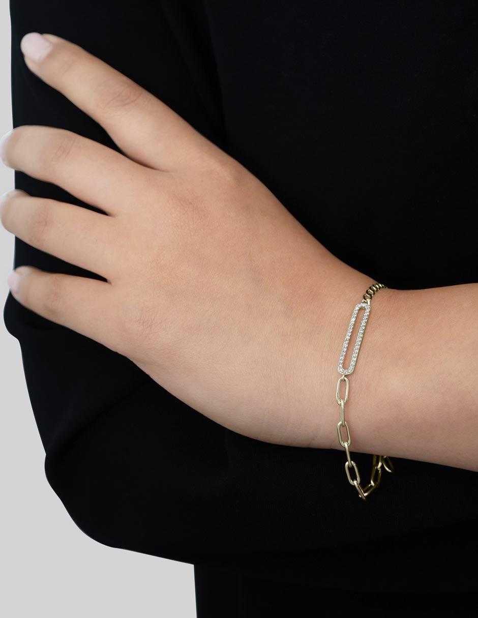 Pulsera de oro 14 k con acabado pavé 3