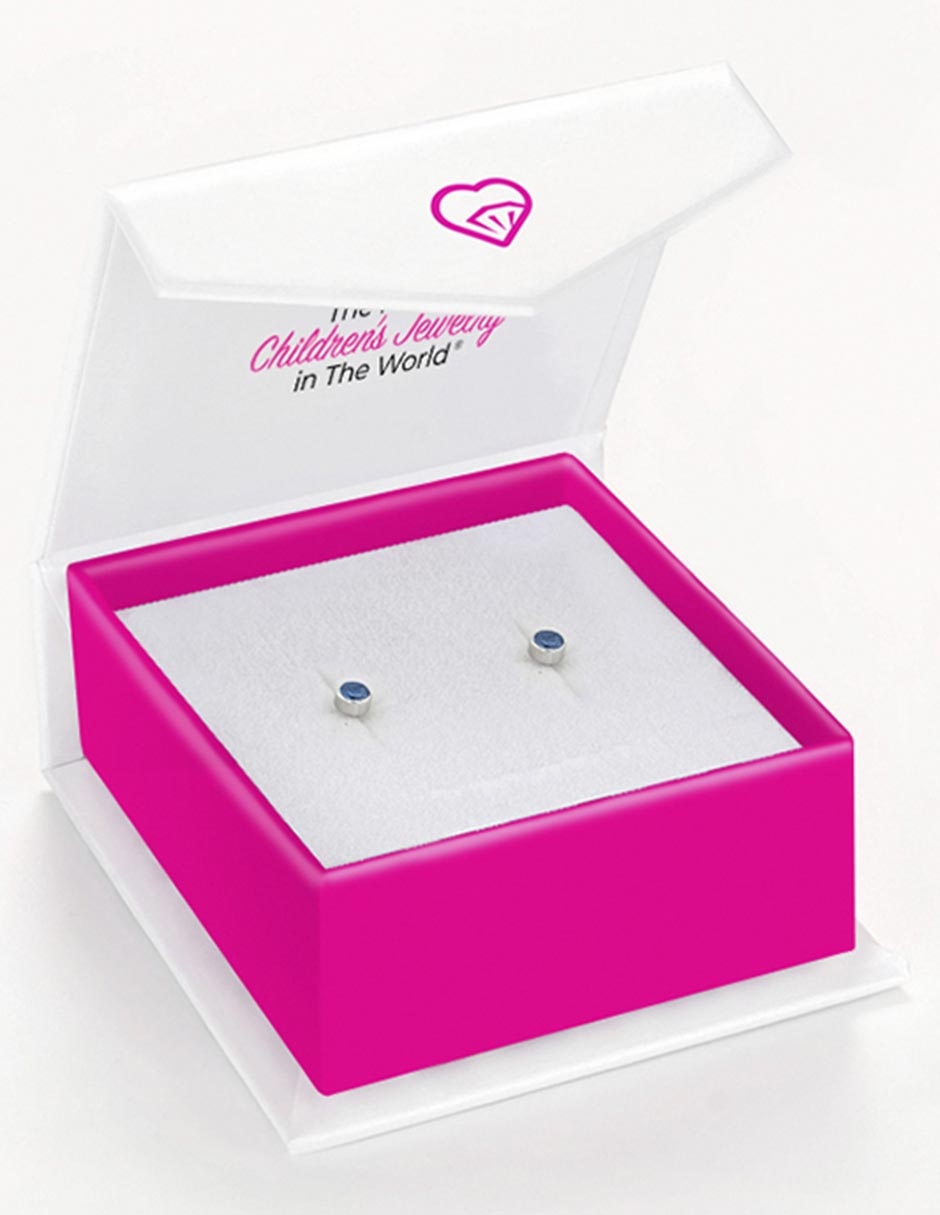 Broqueles de oro blanco 14 k con acabado pulido zirconia cúbica 4