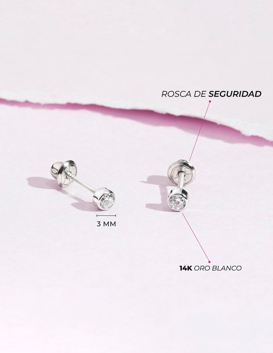 Broqueles de oro blanco 14 K con acabado brillante 5