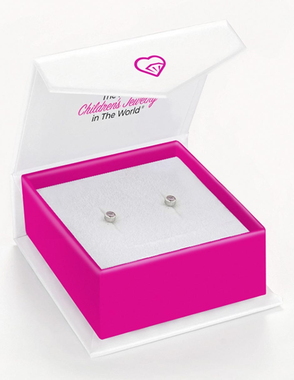 Broqueles de oro blanco 14 K con acabado brillante zirconia cúbica 4