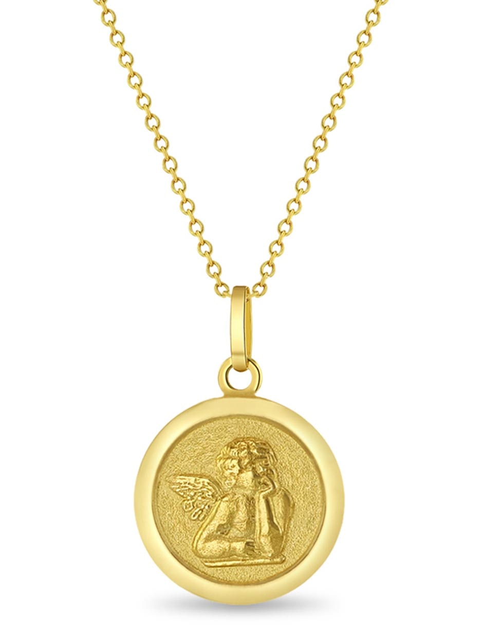 Collar con dije de ángel oro amarillo 14 k