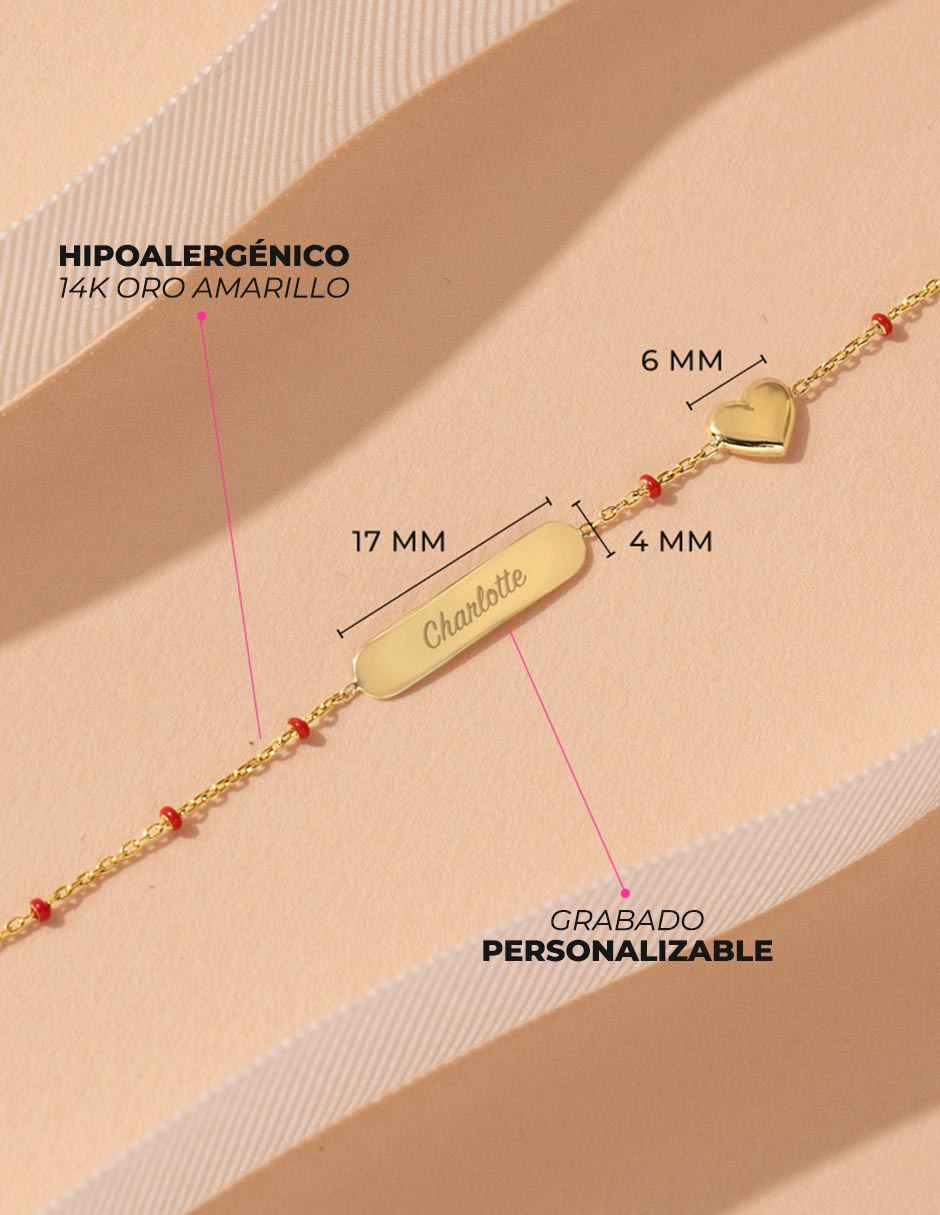 Pulsera de oro amarillo 14 K con acabado pulido 5