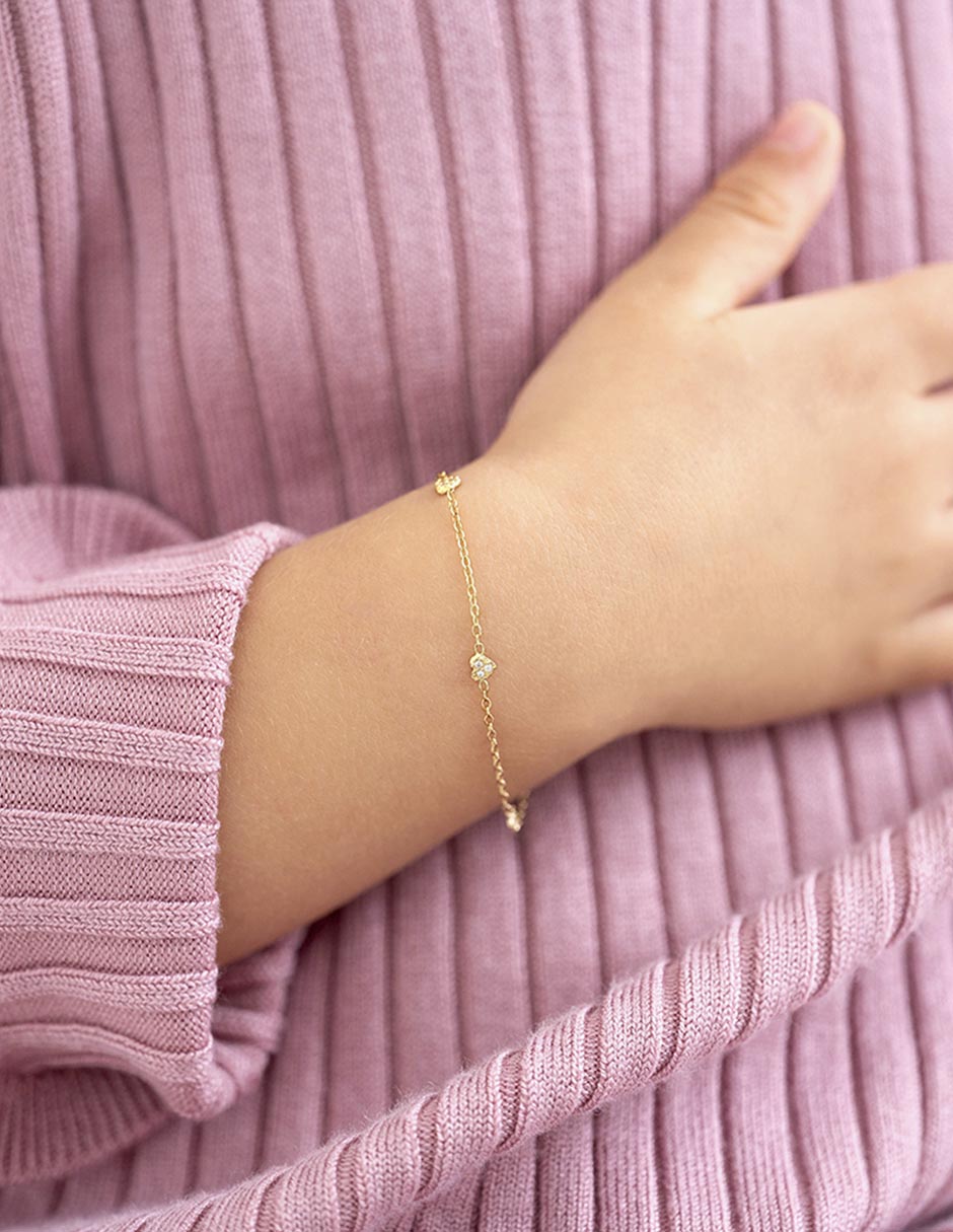 Pulsera de oro amarillo 14 K con acabado pulido 3
