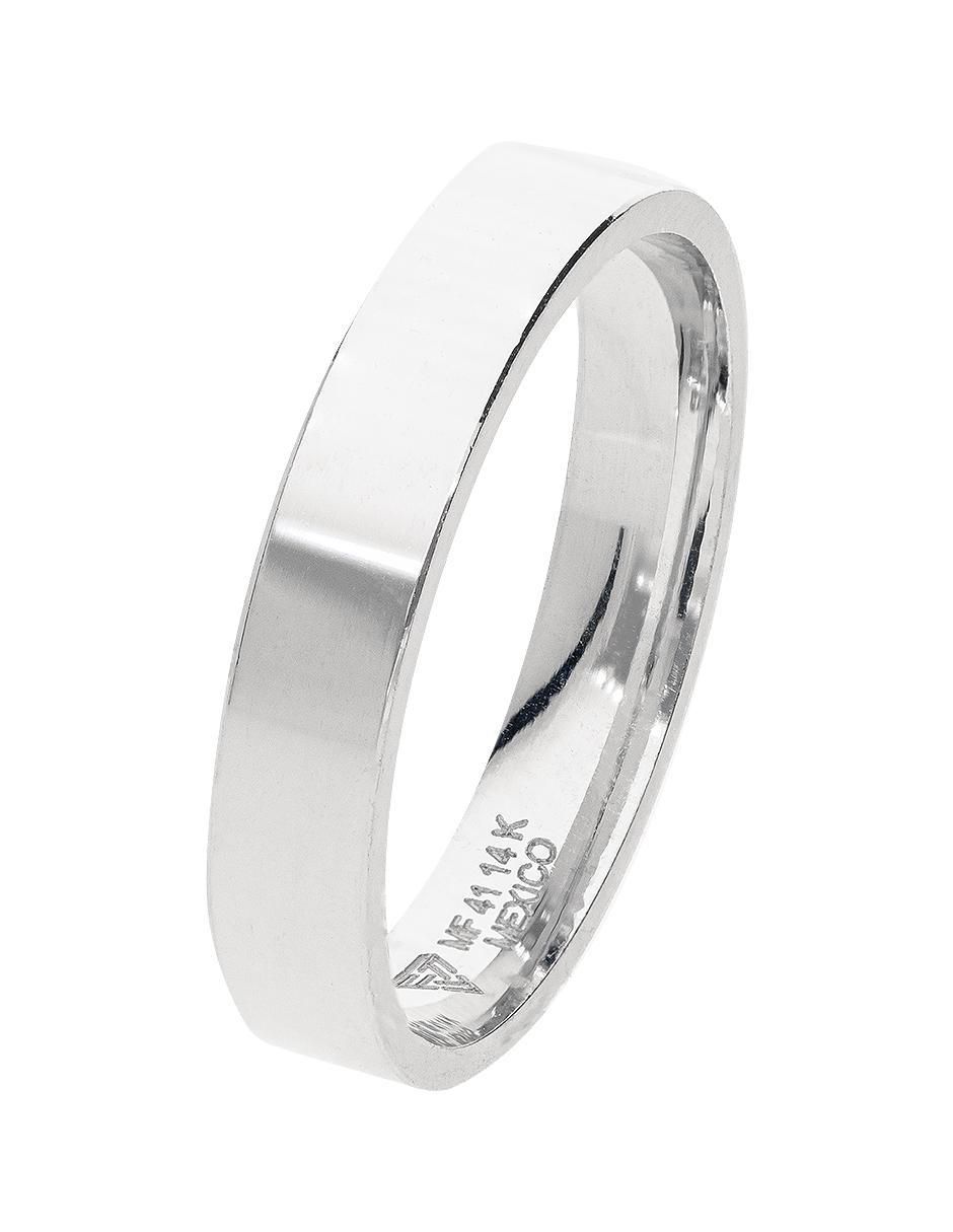 Argolla de oro blanco 14 k Promesa 2