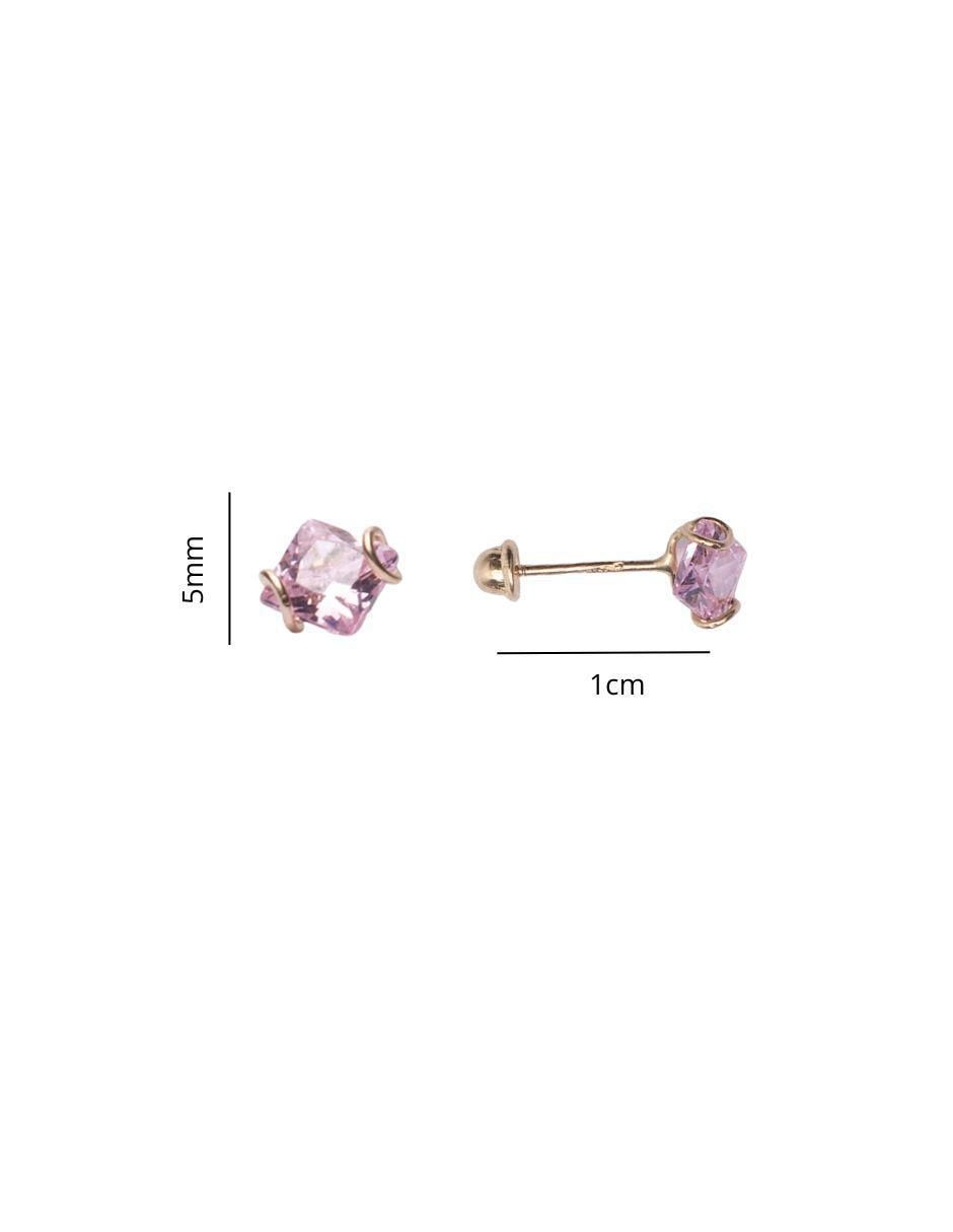 Broqueles cuadrados de oro con acabado brillante zirconia 3