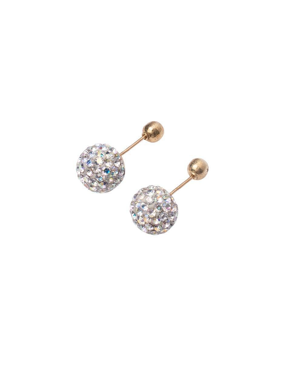Broqueles de esfera de oro con acabado brillante zirconia 2