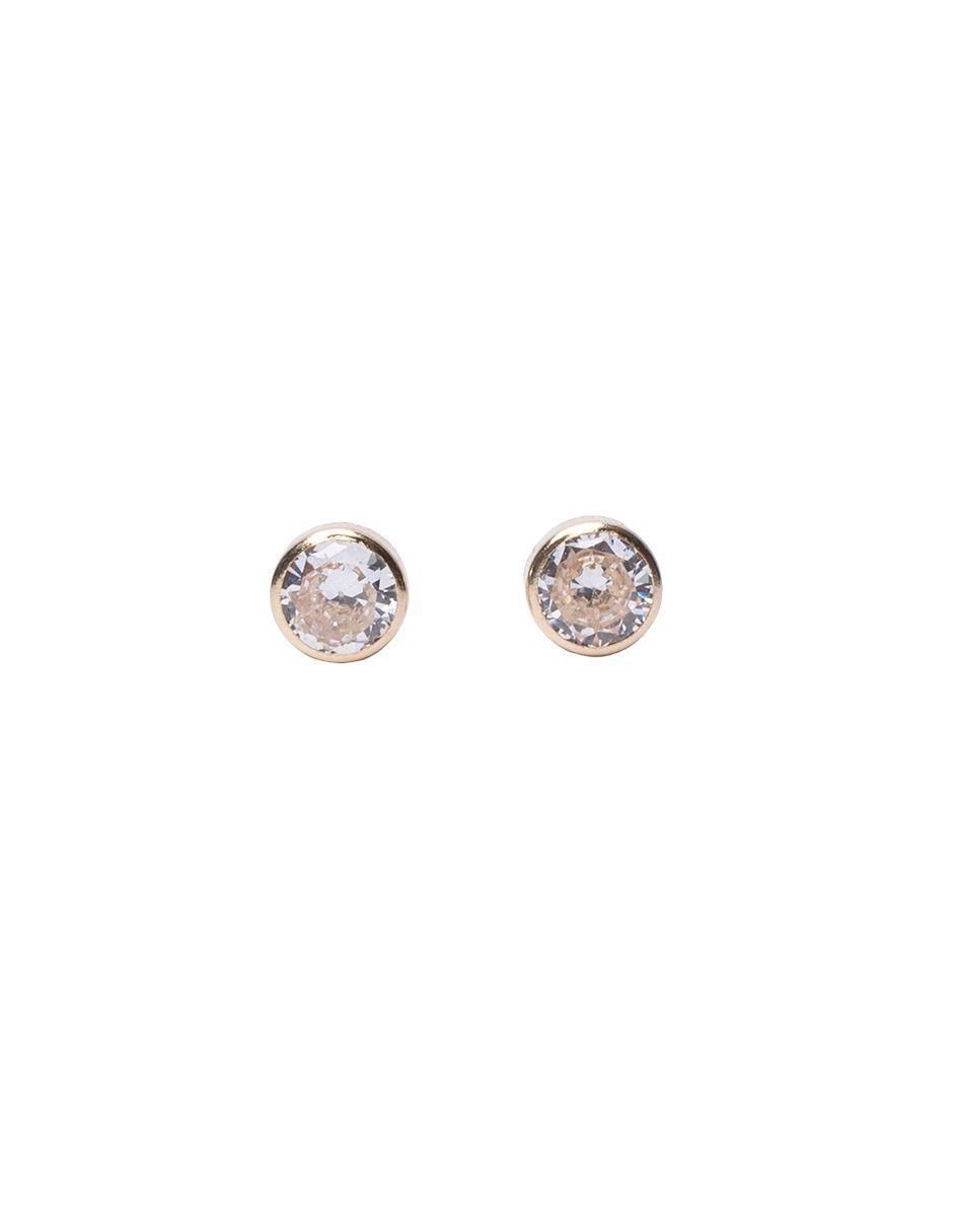 Broqueles redondos de oro con acabado brillante zirconia