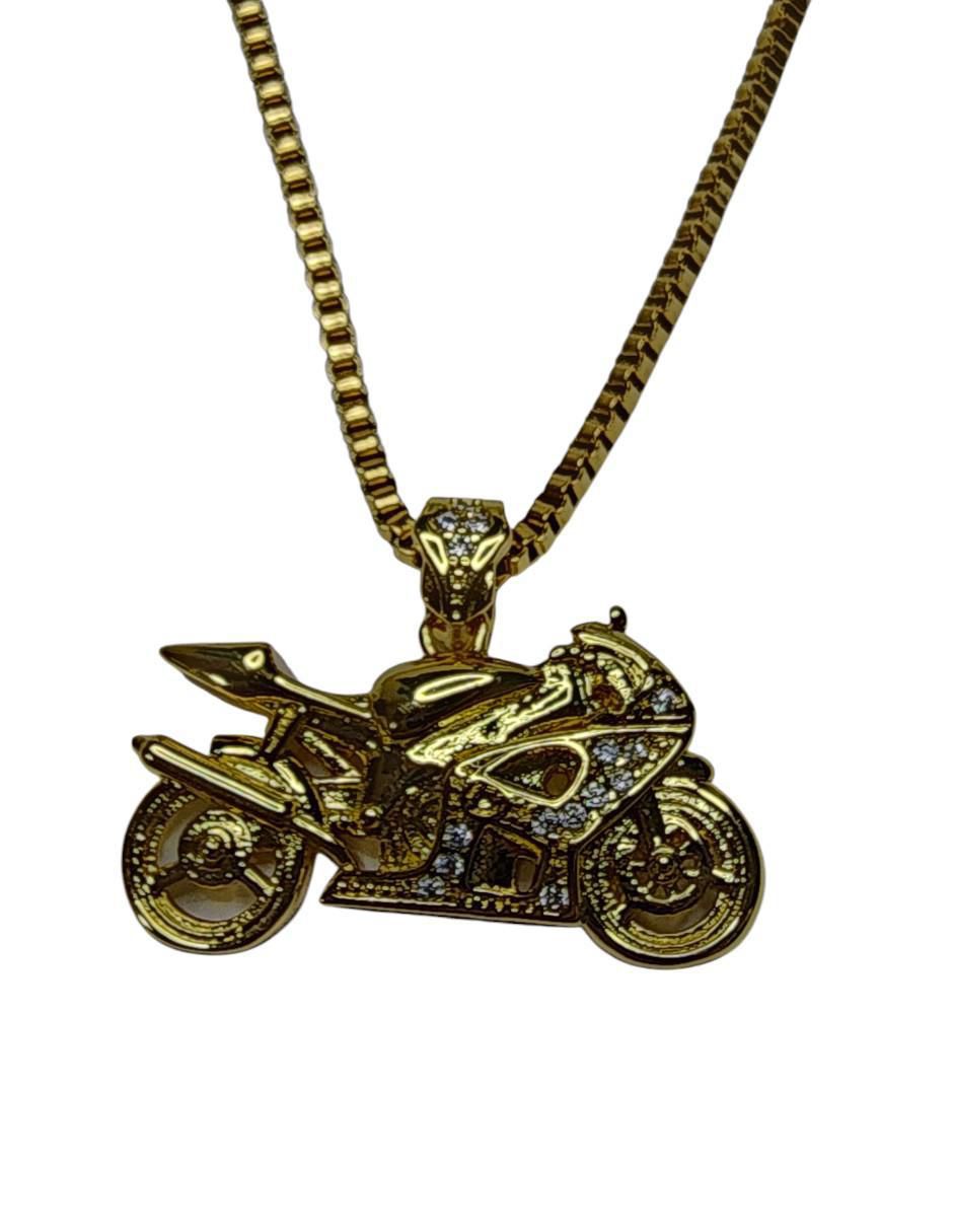 Collar con dije Motocicleta de oro laminado 14 K 4