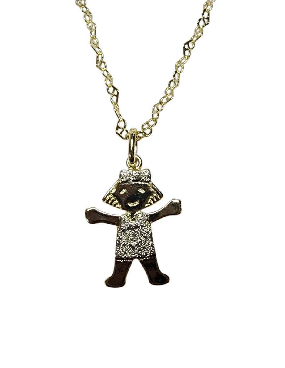 Collar con dije de niña de oro laminado