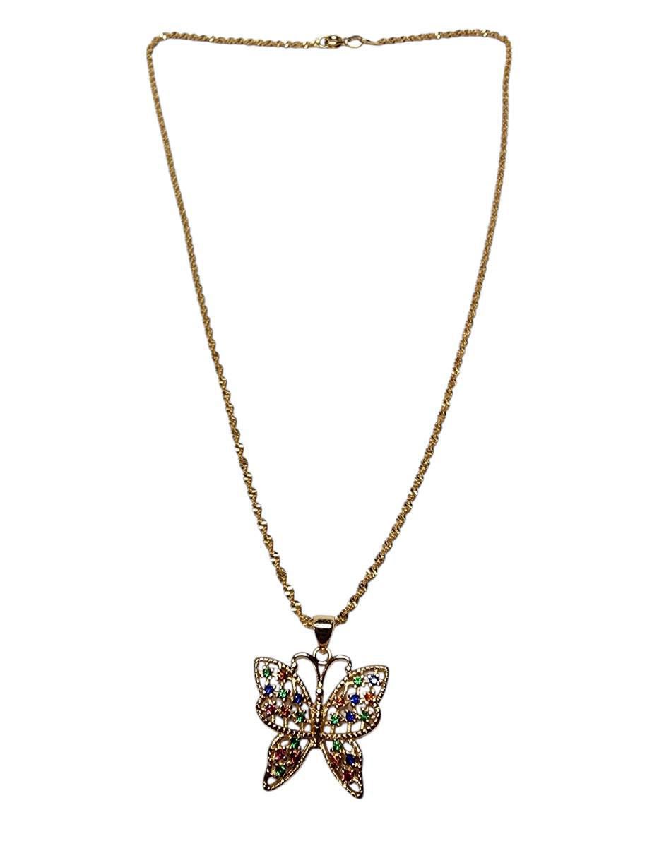 Collar con dije de mariposa Insecto de oro laminado 5