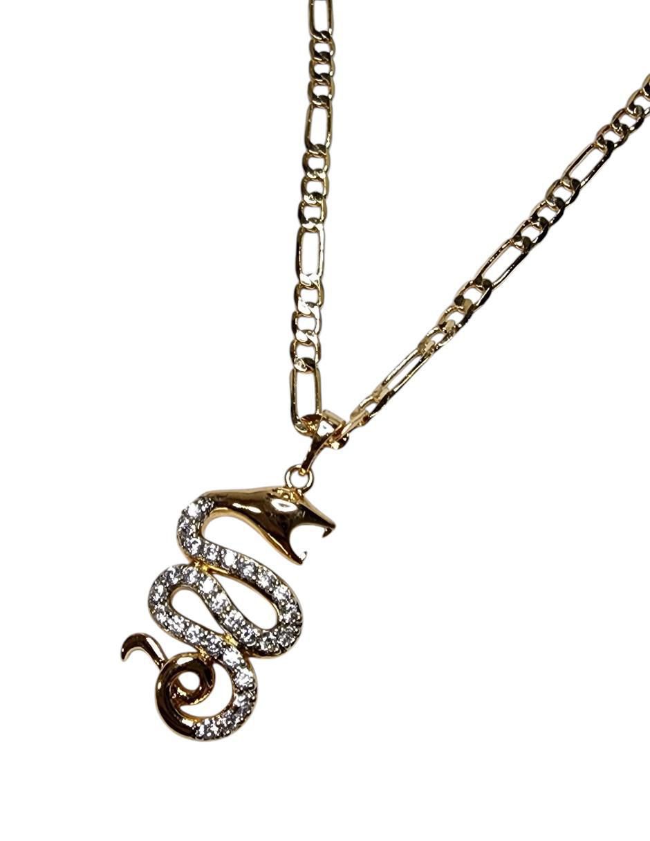 Collar con dije de serpiente de oro laminado 2