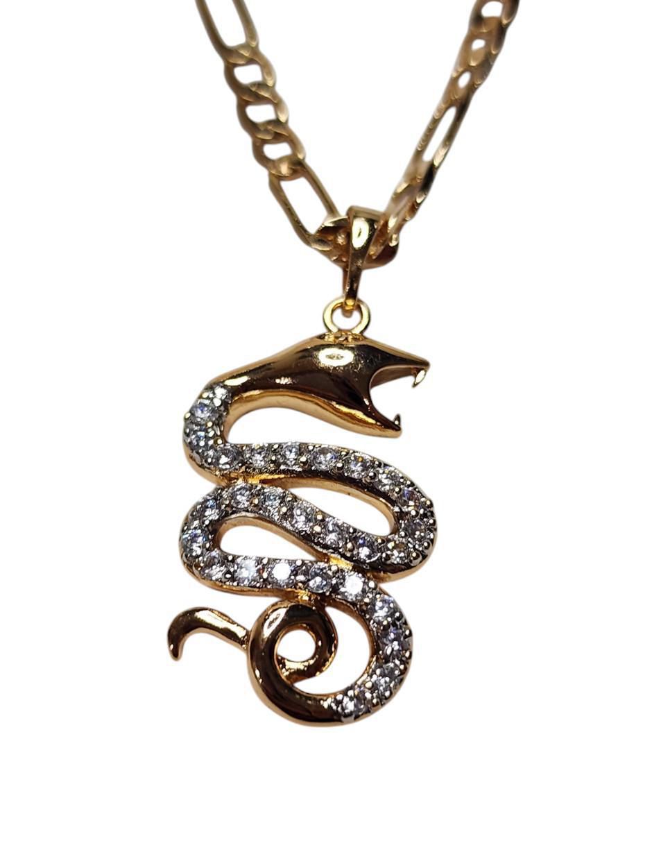 Collar con dije de serpiente de oro laminado 5