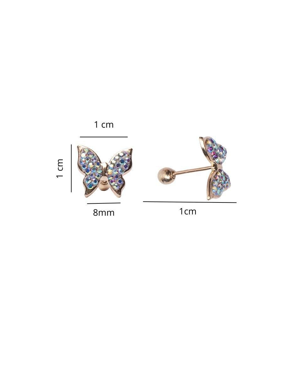 Broqueles de mariposa de oro con acabado pavé zirconia 6