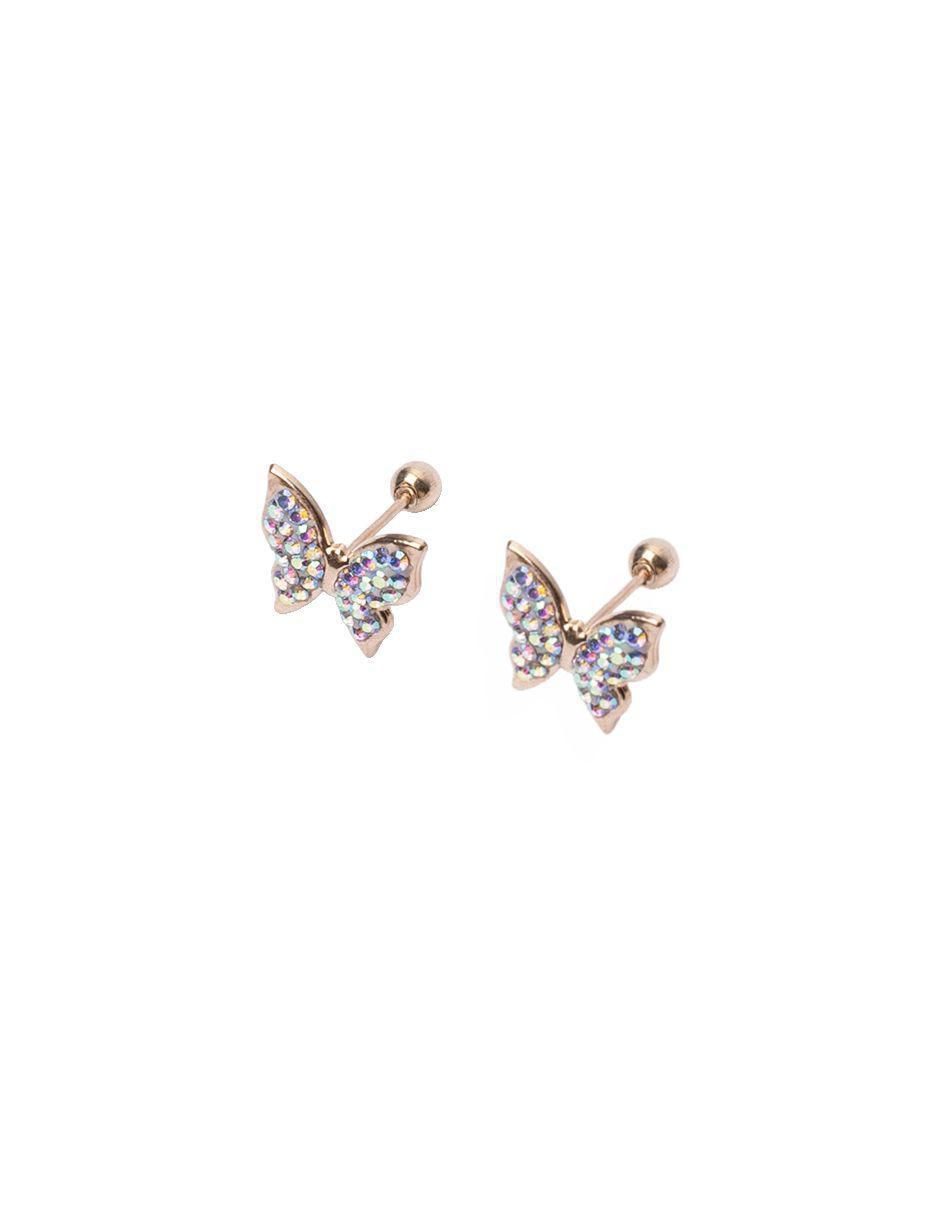 Broqueles de mariposa de oro con acabado pavé zirconia 4