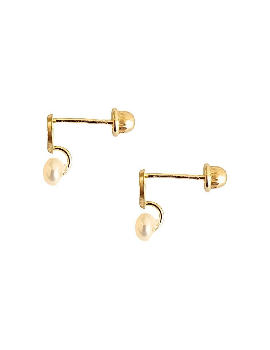 Broqueles circulares de oro amarillo con acabado brillante perla 4