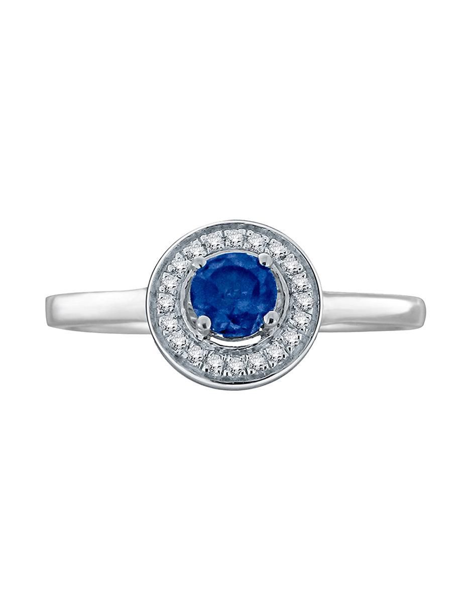 Anillo Clara 14 k de oro blanco zafiro y diamante brillante Anillo Clara 14 k de oro blanco zafiro y diamante brillante