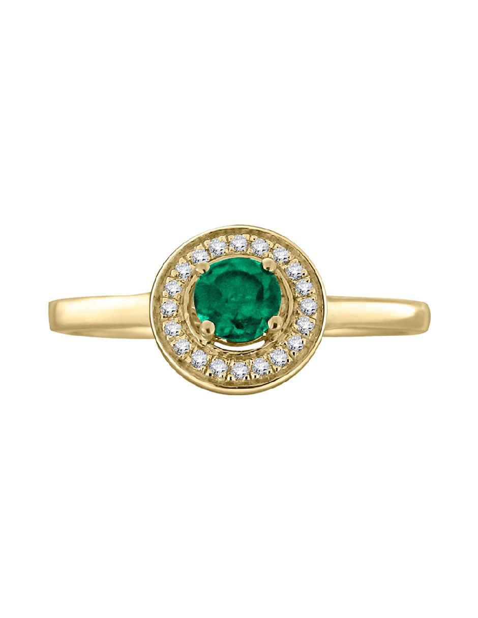 Anillo Clara 14 k de oro amarillo esmeralda y diamante brillante
