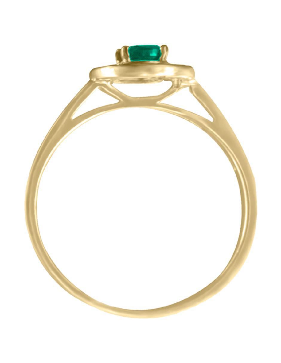 Anillo Clara 14 k de oro amarillo esmeralda y diamante brillante 2