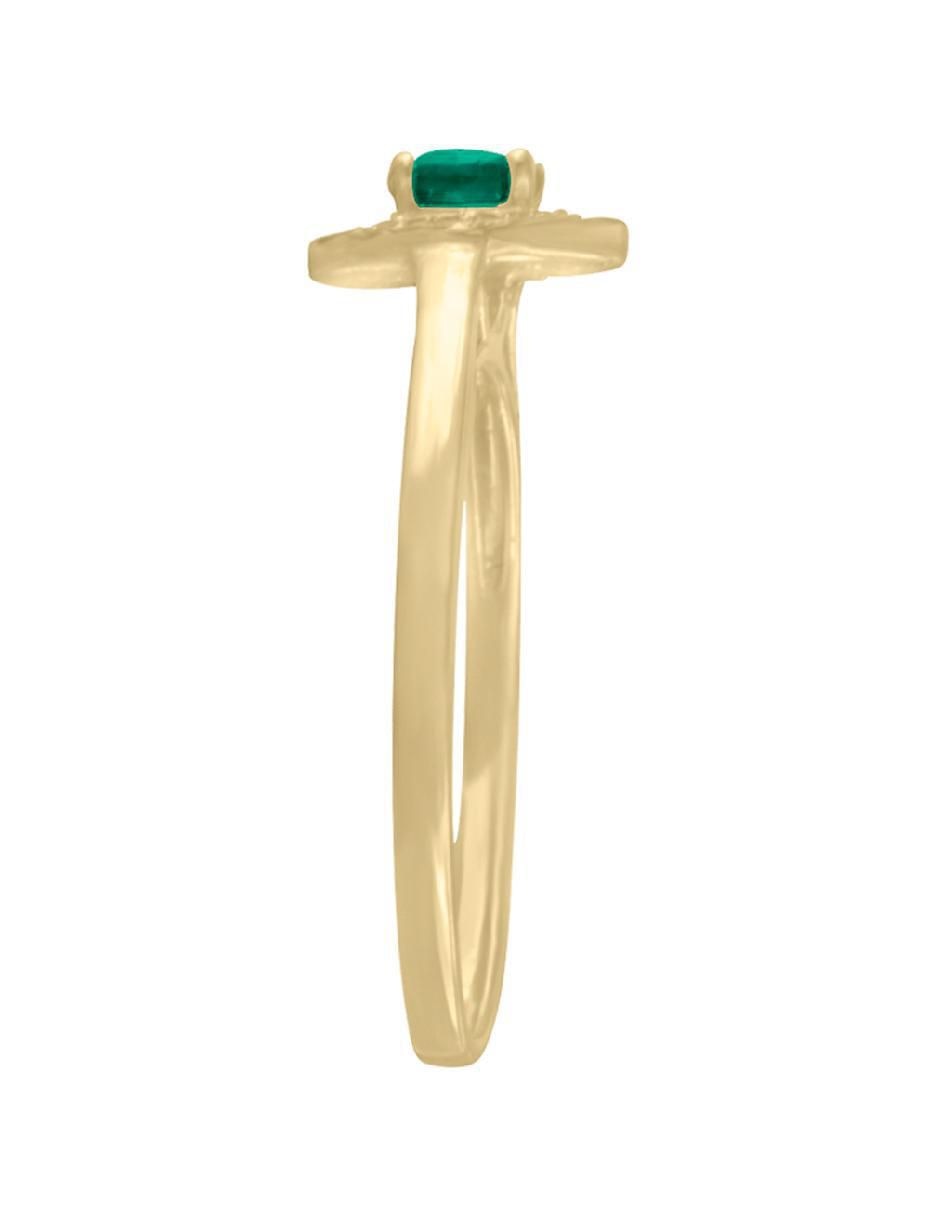 Anillo Clara 14 k de oro amarillo esmeralda y diamante brillante 3