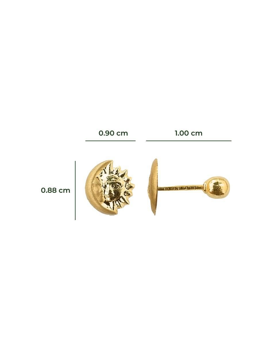 Broqueles de luna de oro amarillo 10 K con acabado texturizado 4
