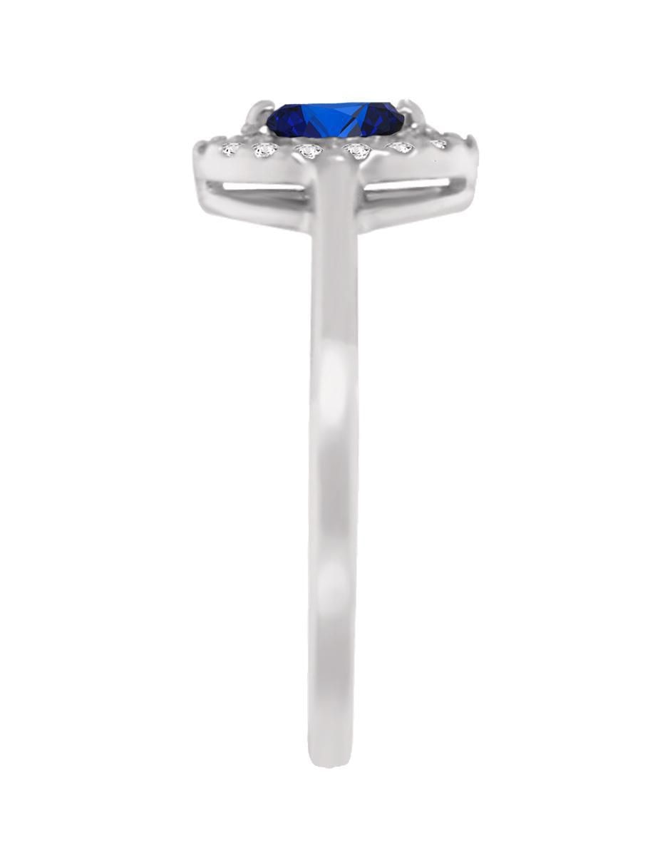 Anillo Suylen 14 k de oro blanco zafiro y diamante brillante 4
