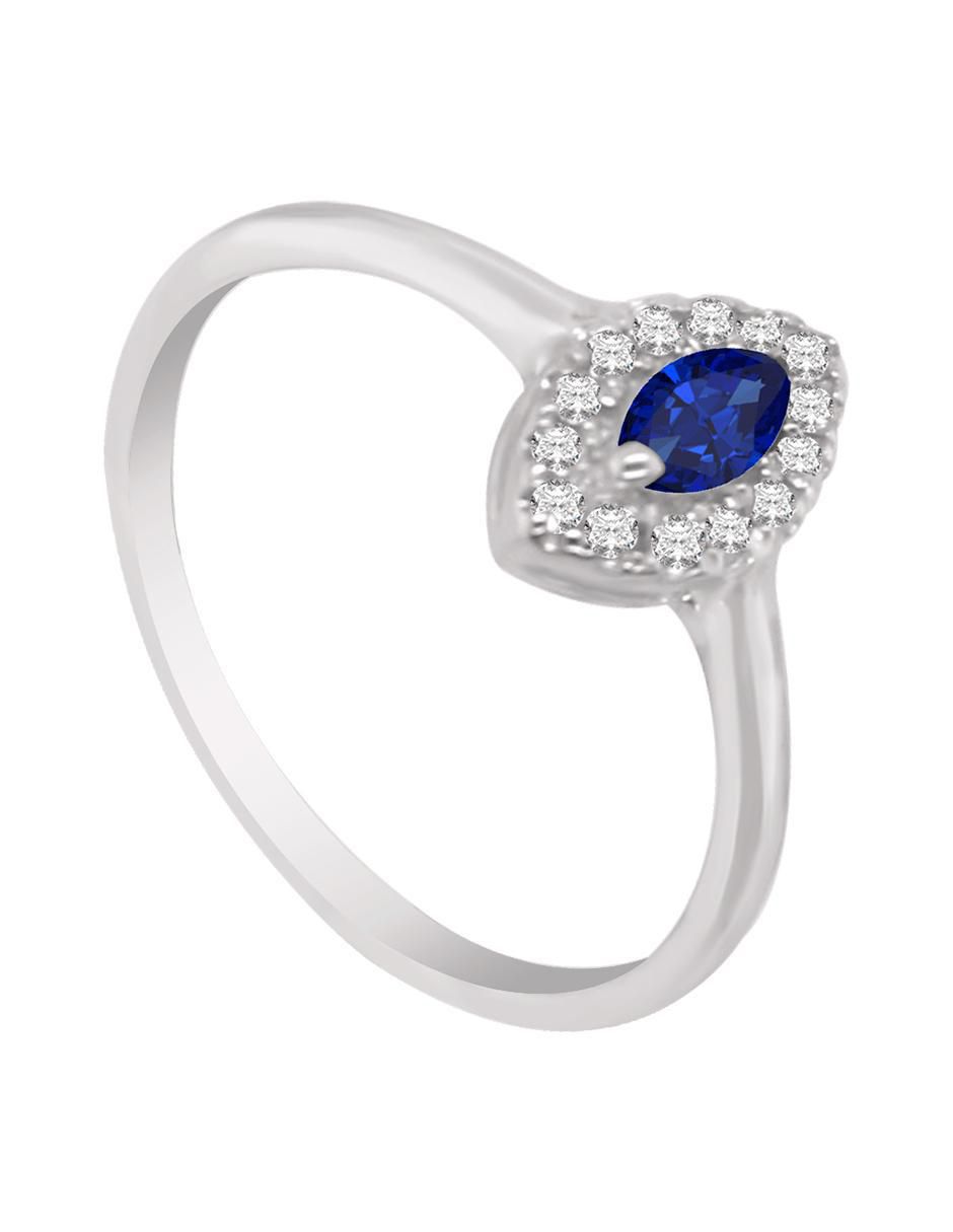 Anillo Suylen 14 k de oro blanco zafiro y diamante brillante 5