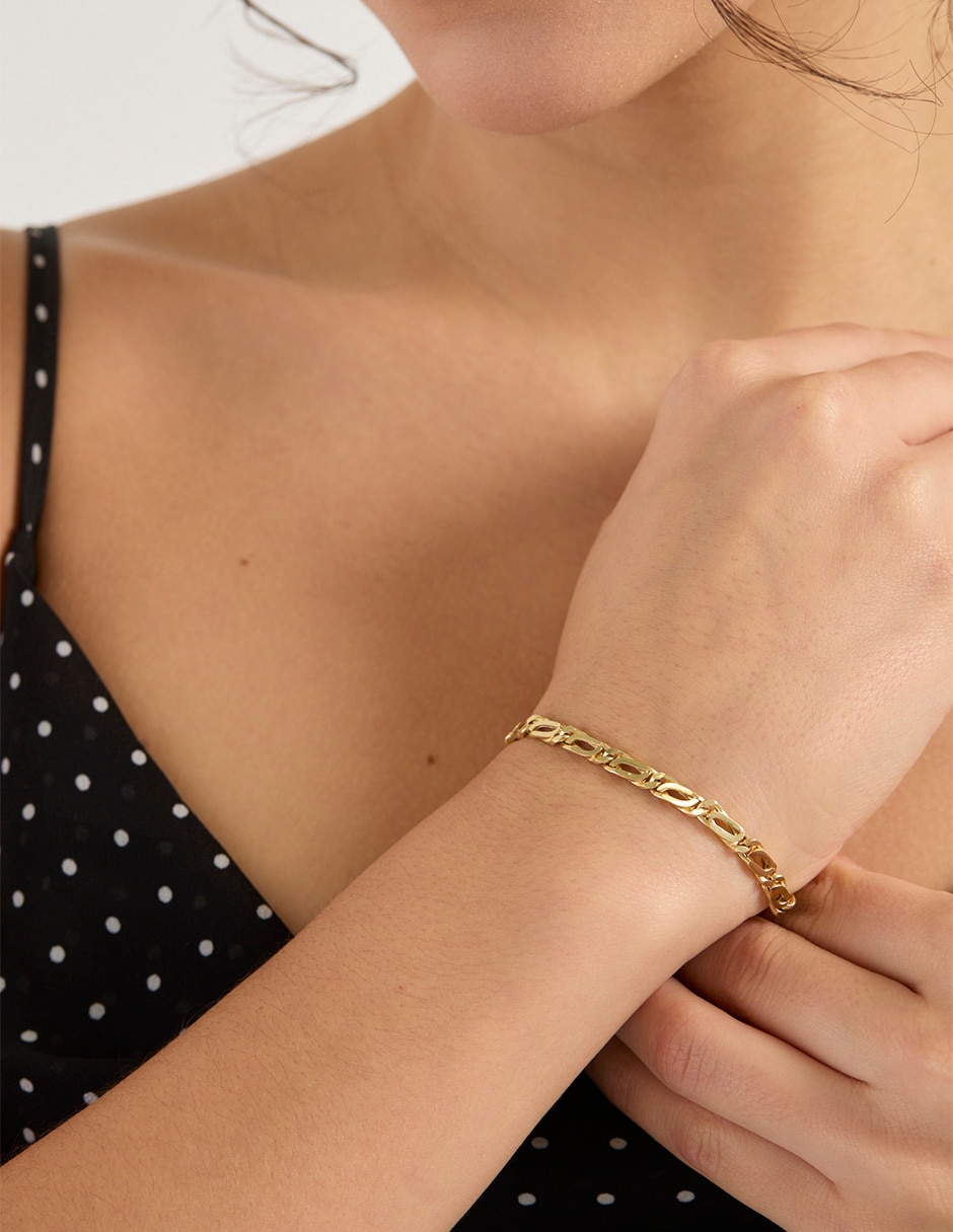 Pulsera de oro amarillo 14 K con acabado lustre 3