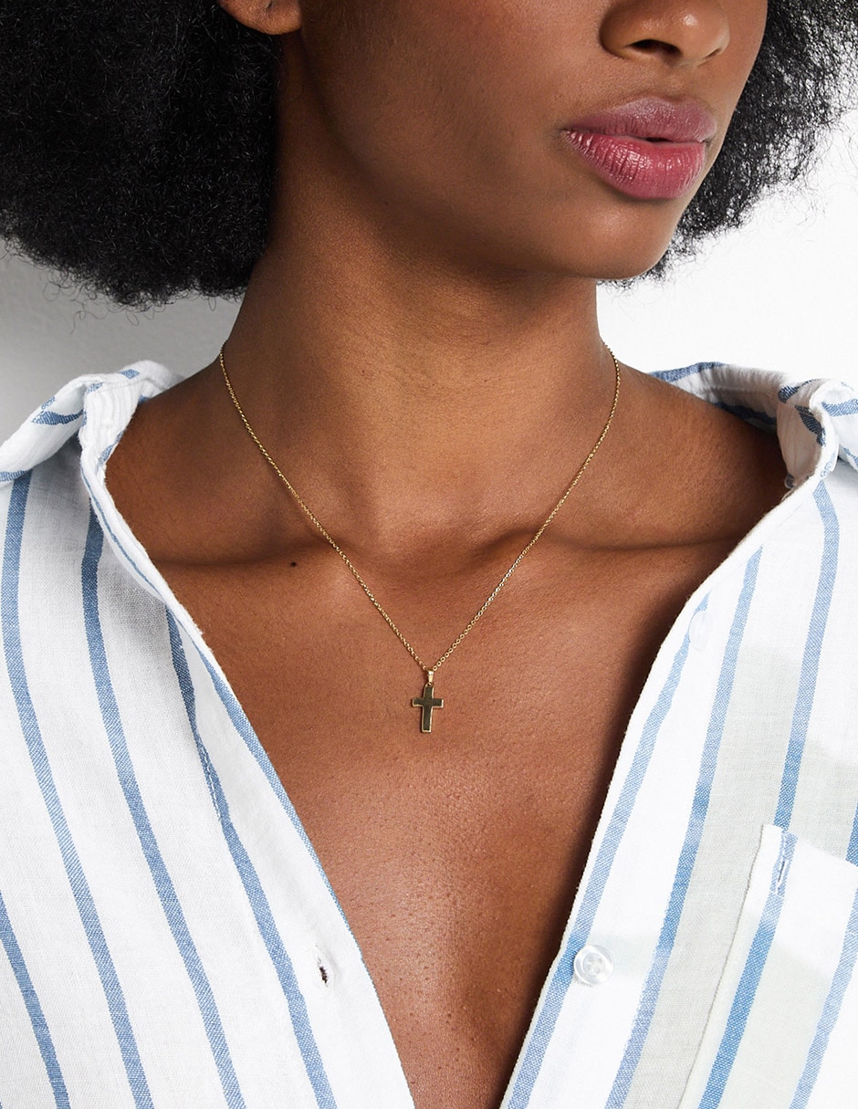 Collar de cruz de oro amarillo 14 K 3