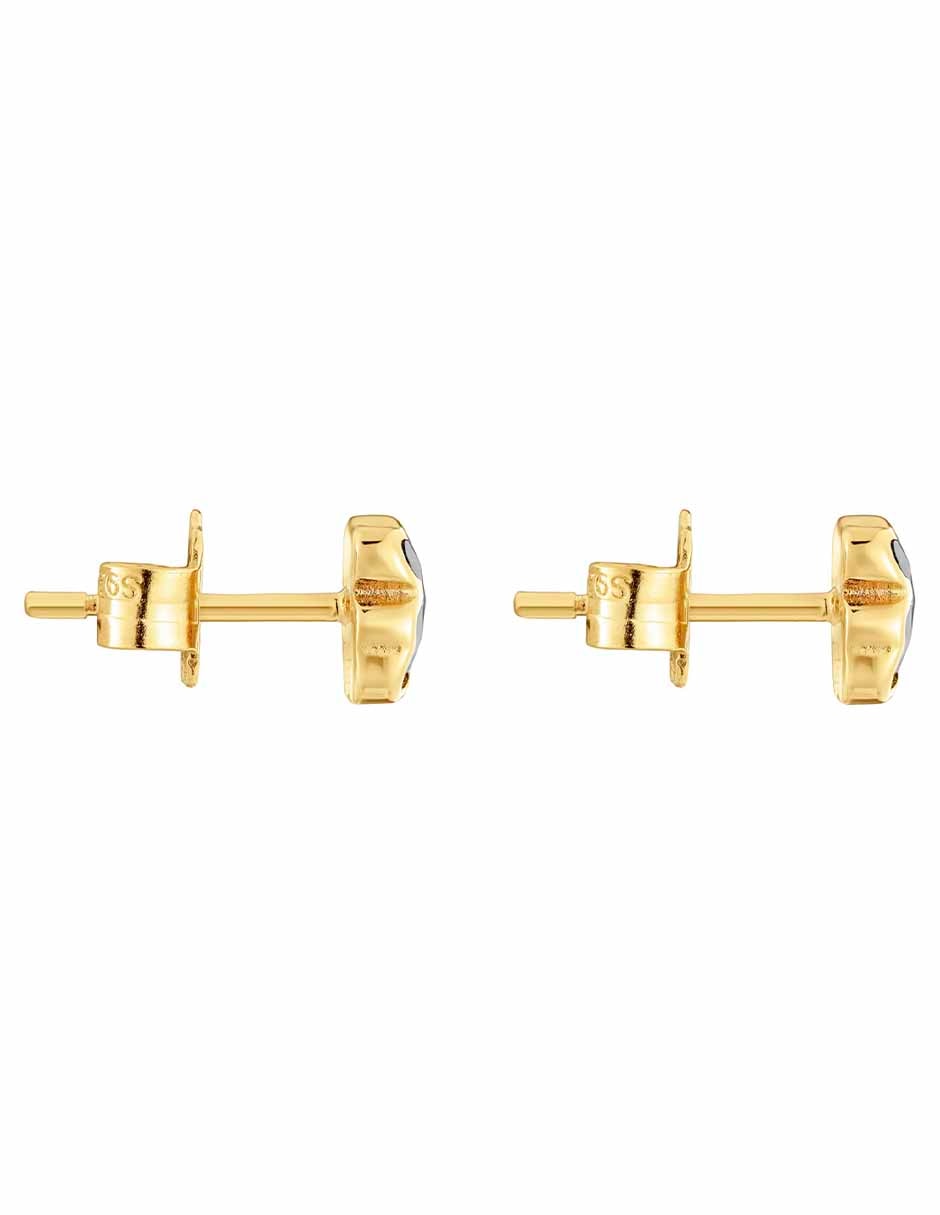 Broqueles de oso de plata P 925 con acabado baño de oro ónix 2