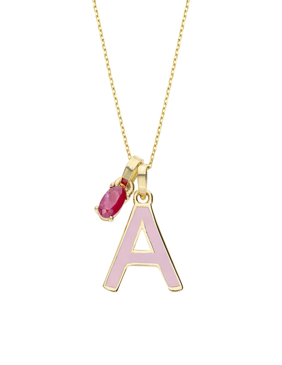 Collar con dije de letra a de oro 14 K