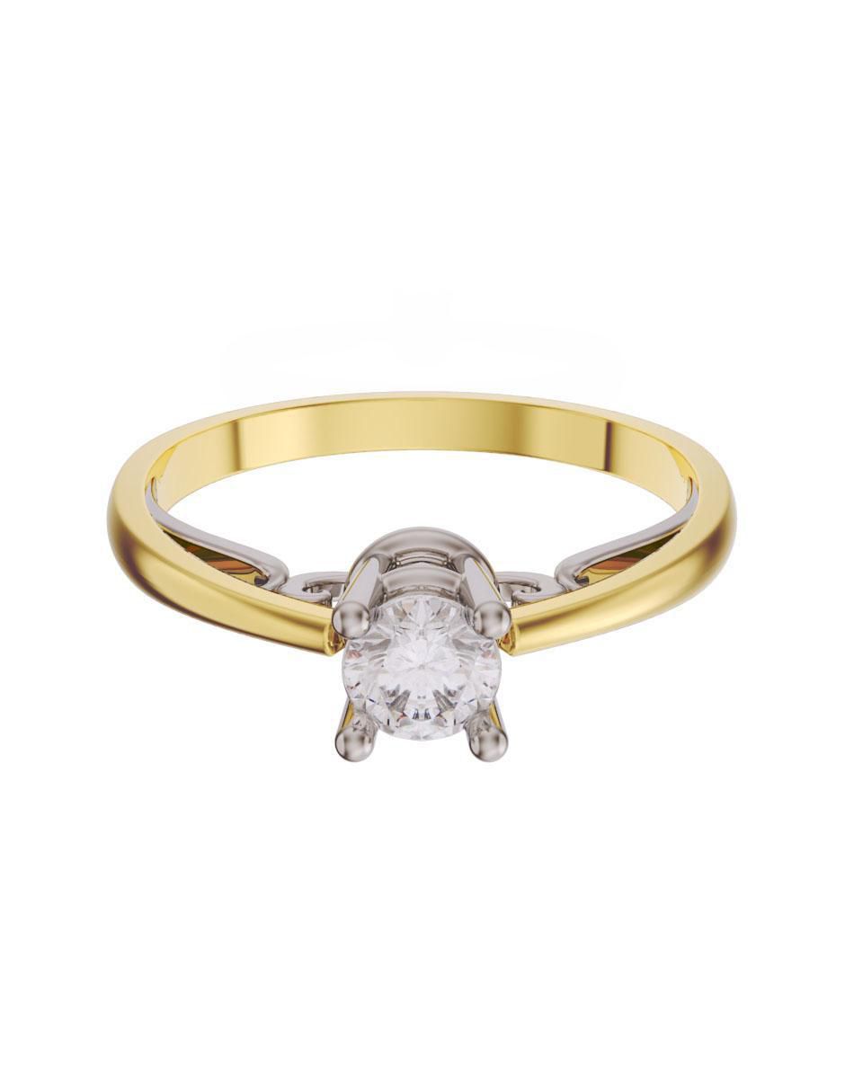 Anillo de compromiso de oro 14 k zirconia